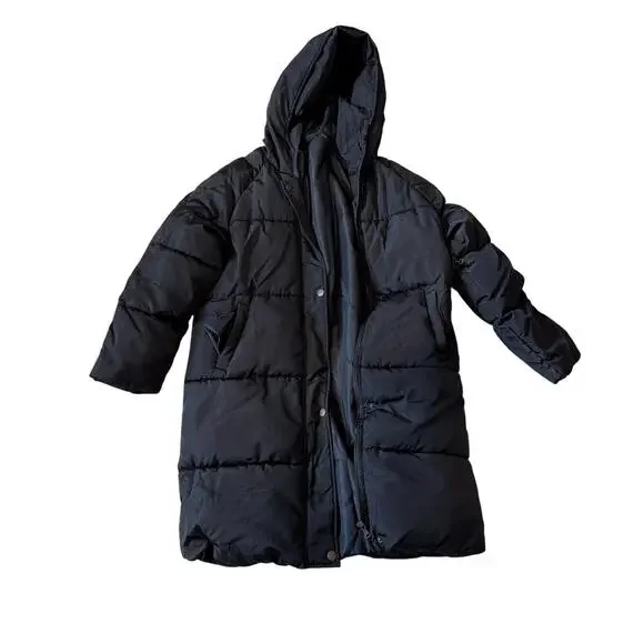 Women's Puffer Coat Size Large Black - Worn Once - Picture 1 of 5